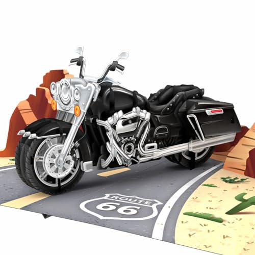 Three Dee Cards Motorrad 3D Pop-Up Grußkarte für Ihn – Papa Geburtstag Vatertag Ehemann Jahrestag Sohn Opa Schwager Motorradliebhaber Pop-up