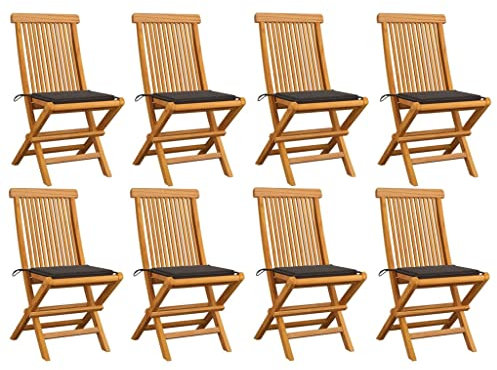 AJSEOYBS StapelstüHle,Hochlehner Gartenstuhl GartenstüHle Mit Taupe Kissen 8 STK. Massivholz Teakgeeignet Geeignet für Wohnzimmer, Schlafzimmer, Garten, Balkon, Terrasse, Küche, Outdoor