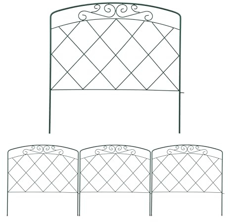 Relaxdays Recinzione per Aiuole, Set da 4 Pannelli per Cortile e Giardino, Bordure in Acciaio, HxL: 60 x 62,5 cm, Verde