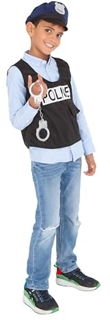 RUBIE'S Kit de Policier pour Enfants - Taille Unique 5 à 8 Ans - Costume de Policier Français avec Casquette, Plastron et Menottes - Jeu de Rôle Police Pour Carnaval,