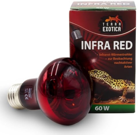 Terra Exotica Infra Red Rotlichtlampe für Reptilien - Infrarot Terrarium Wärmelampe für Eidechsen, Schildkröten, Vogelspinnen, Küken, Kaninchen (60 Watt, 3, stück)