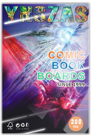 YNSZAS Comic Book Boards, International-Top Certified Acid-Free Materials, 7 x 10.5 Inches, 20% Thicker Better Comic Bags Collection Storage Display, 200-Count.
