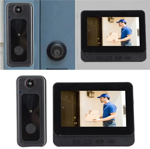 Ejoyous Wireless Door Bell with Monitor, 1080p HD Wireless Security Video Doorbell Camera Wifi Video Door Intercom System Doorbell Entry System, Battery Powered