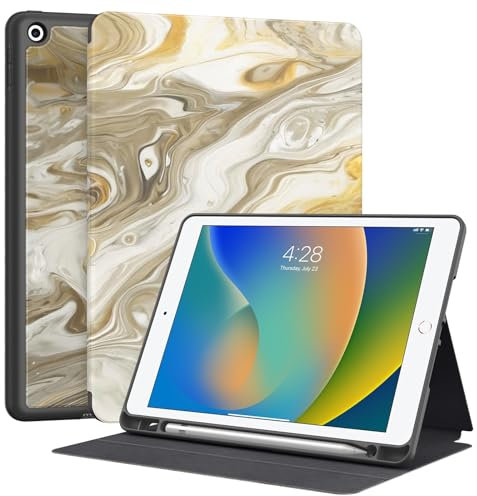 Supveco Schutzhülle für iPad 9. / 8. / 7. Generation 25,9 cm (10,2 Zoll) (Modell 2021/2020/2019) mit Stifthalter, Premium-Folio-Schutzhülle mit automatischer Wake/Sleep-Funktion, weiche TPU-Rückseite,