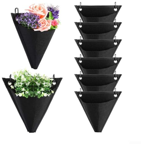 SPORTARC Pflanzsack zur Wandmontage (mit Haken) Dreieckiges Hängetaschen-Design, geeignet zum Aufhängen des Blumentopfes durch den Haken im Balkon (B)