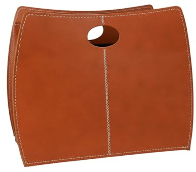 LIMAC Design VANDA Zeitungsständer modern aus Leder, Zeitschriftensammler, Originaler Zeitungskorb, Bücherkorb, für Zuhause, Büro, Hotel, Hergestellt in Italien. (Braun)