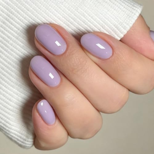 JMEOWIO Halvhärdade gel nagelremsor kräm blek lila gel nagelklistermärken naglar konst design dekoration tillbehör