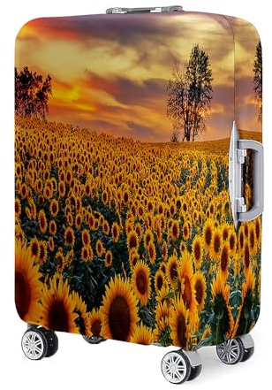 Highdi Kofferschutzhülle, Elastisch Reise Kofferhülle, 3D Sonnenblume Druck Koffer Schutzhülle, Kofferhülle Kofferschutzhülle mit Reißverschluss, Kratzfest Kofferschutz (Sonnenblume,XL)