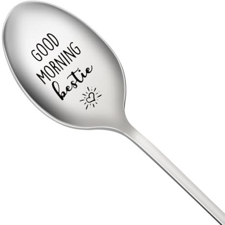 CHEERYMAGIC Friend Coffee Spoon, 1 Pcs, Stainless Steel, 19cm, Bestie Gift for Women Men