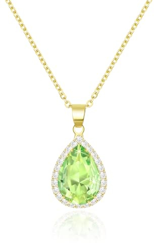 Linawe Anhänger Kette Halskette Damen, Simulierter Diamant Geburtsstein Kettenanhänger Kristall Damenkette, Schmuck Set Modeschmuck Erhältlich in Gold-, Roségold- und Silbertönen