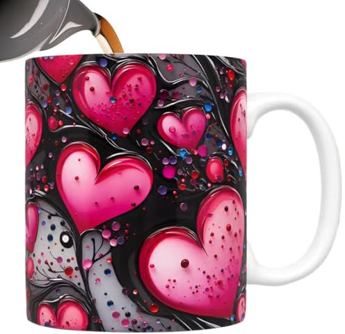 Tazze a forma di cuore in ceramica – Tazza da caffè romantica, tazza da tè, tazze da caffè , bicchieri da festa | Tazza di cuore d'amore, regali di San per lui e lei, tazze