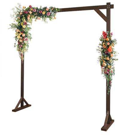 DECAKE Arche de Mariage en Bois, Grande Arche carrée en Bois pour extérieur, Arche de Jardin, tonnelle de Mariage, Arche de Mariage Rustique pour cérémonie, Plage, pelouse, Jardin, fêtes