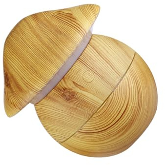 Wood Grain Mushroom Humidifier 250ml Khaki Pp Abs Silicone | Lightweight Night Light Design, Office and Bar Use, Creative Desktop Style
