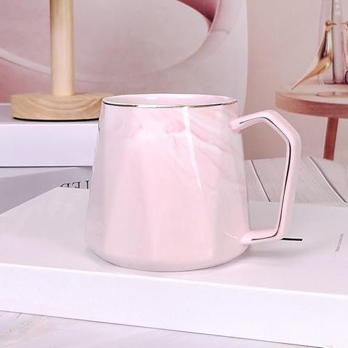Xfeyaqlo Tasse a Cafe Marbre Mug Original 450ml Ceramique Convient pour Le Café, Le Lait, L'eau Potable Quotidienne (Rose, Tasse Simple)