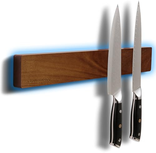 2026Updated Knife Magnetic Strip, 40.6cm Magnetic Knife Holder for Wall, Knife Magnet, Magnetic Knife Strip, Magnetic Knife Holder for Fridge, Kitchen Essentials & Kitchen Organizer, Dark Acacia Wood