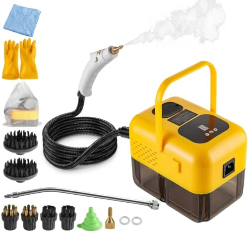 Foandbevi Handheld Steam Cleaner for Home, 2500W High Pressure Steamer for Cleaning, 9-Level Multipurpose Steam Cleaner for Car Floor Upholstery Kitchen Bathroom Grout Tile, 14 Accessories