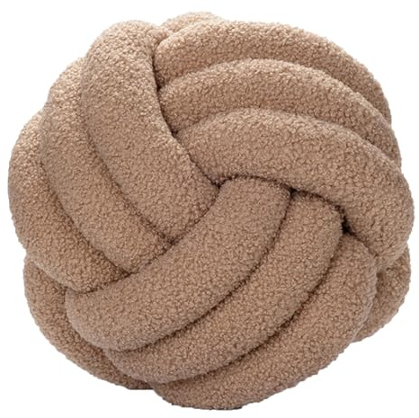SHINROAD Cojín de nudo suave de terciopelo de cordero, cojín de peluche para adultos, para casa, dormitorio, sofá, cama, caqui