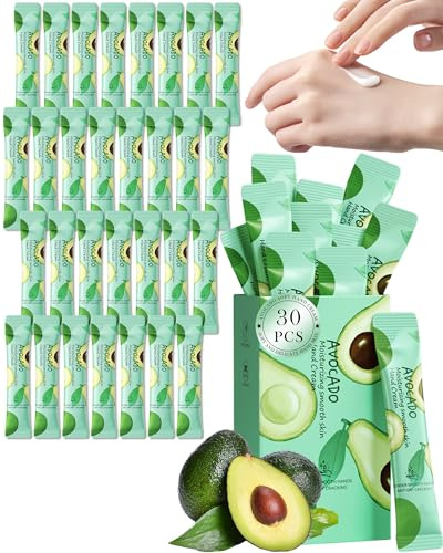 Lot de 30 mini crèmes pour les mains - Petits cadeaux - Taille voyage - Crème pour les mains en vrac - Soin hydratant pour les mains très sèches - Mini cadeaux de Noël pour femmes et hommes - Avocat