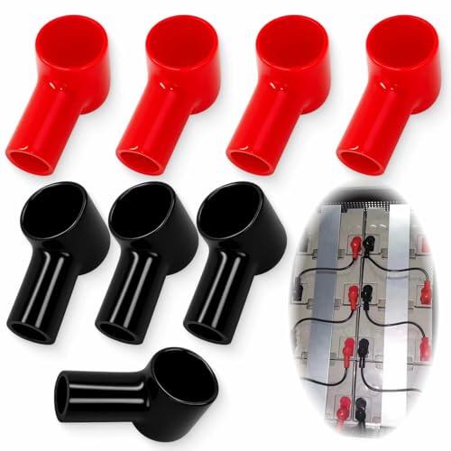 Lot de 8 couvercles de bornes de batterie - Rouge et noir - Protection intelligente de batterie et capuchons de pôles pour voitures, camions, bateaux