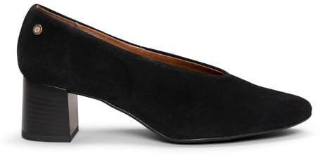 miMaO. Zapatos de tacón Ancho con Escote en V Alto en Piel. Plantilla de Gel. Hecho en España