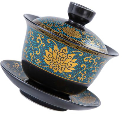 TOYANDONA Taza de Té Sopera Tradicional de con Bandeja Diseño Clásico para Preparar Gaiwán para Reuniones y Decoración Hogar y Oficina