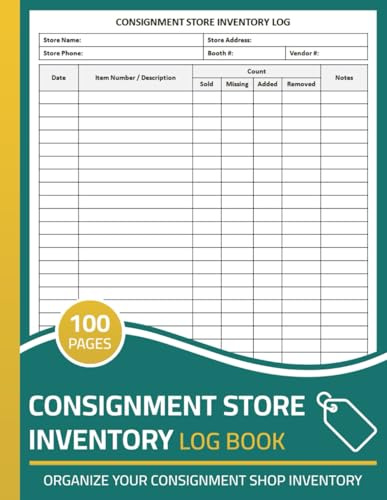 Consignment Store Inventory Log Book: Consignment Shop Inventory Tracker | Merchandise Inventory Record Logbook