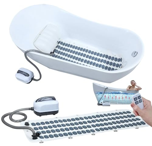 hKjPlvf Badewanne Spa Matte, Luftsprudelbad Sprudelmatte, Portable Bubble Bath Massager mit 6 Geschwindigkeit Blasen für Home Relaxation, Entspannt, lindert Schmerzen und verbessert den Schlaf.