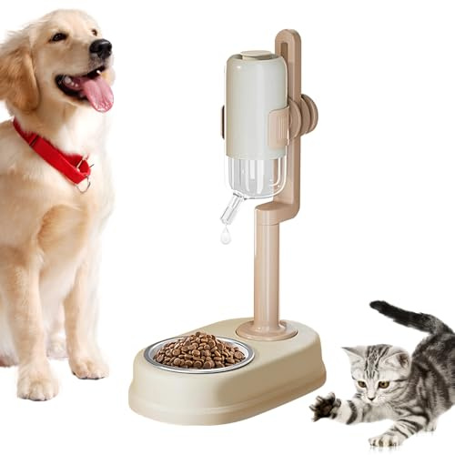 Mangeoire pour chien – Gamelle automatique intelligente avec bouteille d'eau, bol de nourriture combiné | Distributeur de repas facile à régler, outil pour petits animaux, horaire réglable