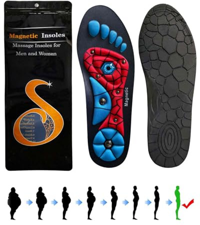 HSIXHAF Plantillas Magnéticas, Plantillas Para Zapatos De Trabajo Para Aliviar La Fascitis Plantar Reflexología Plantillas De Acupresión Plantillas Ortopédicas Para Hombres Y Mujeres(Negro, L)