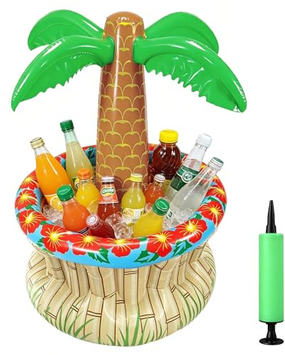 LATRAT Uppblåsbar palm med dryckskylare, sandstrand sommarförnödenhet, utomhuspooldekorationstillbehör, semestersamlingsornament, bärbar underhållningsorganiserare, 40 x 70 cm