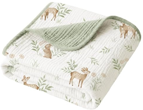 Koomuao Musselin Decke Baby 92x102 cm 100% Baumwolle Atmungsaktive Babydecke,Musselin Babydecke für Neugeborene,Weiche Musselintücher Baby Decke,Musselin Schlafdecken für Kleinkinder Mädchen Junge (C)