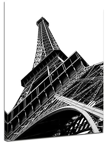 Pariser Eiffelturm - Bild auf Leinwand 40 x 50 cm - Leinwandbilder Bilder als Leinwanddruck Städte & Kulturen Architektur - Eiffelturm in schwarz weiß