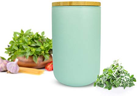 Sendez Vorratsdose mit Holzdeckel Keramik Türkis Vorratsbehälter Keramikdose Dose