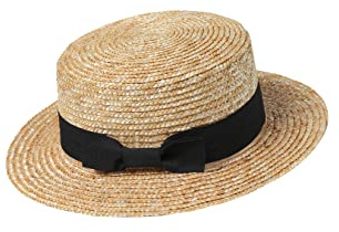 BABEYOND Mens Brim Boater Hat Gatsby Straw Panama Hat Fedora Summer Beach Sun Hat 20s Costume Accessories Black