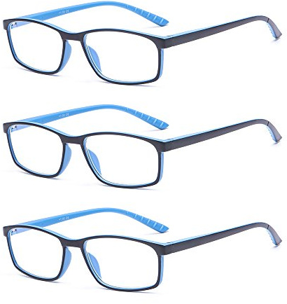 Suertree Blaulicht Lesebrille 3pcs Blaulichtfilter Lesebrille Computerbrille Sehhilfe Augenoptik Lesehilfe für Damen Herren 1.5x