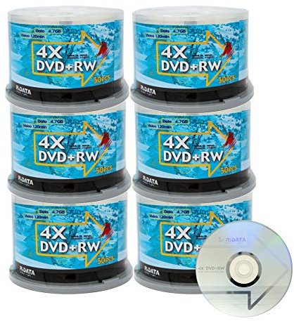 300 Pack Ridata DVD+RW 4X 4.7GB Silver Logo Rewritable DVD Plus RW Re-writable Blank Recordable Media Disc