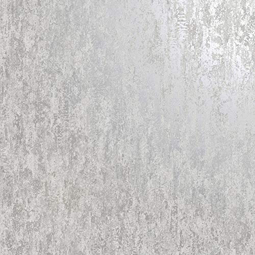 Industrial Textured Metallic Wallpaper Grey Silver Stone Concrete YöL