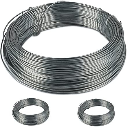Relaxdays Filo di Ferro Zincato, Set da 3 Bobine, da Giardino, Cavo Metallico Sottile, L:50 m, D: 1 mm, Argento