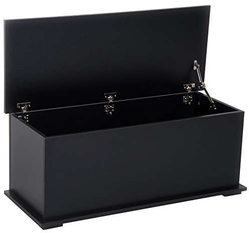 HOMCOM Storage Chest, Large 113L Blanket Box, Shoe Bench with Safety Hinged Lid, Storage Trunk, Bed End Bench for Bedroom, Hallway, Living room, Playroom, 100 x 40 x 40cm, Black