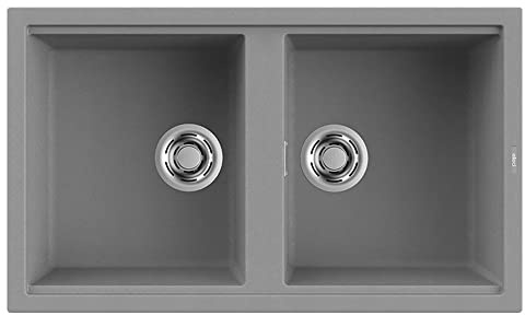 Elleci Lavello Incasso Best 450 2 Vasche 86x51 Grigio Cemento Granitek LGB45048