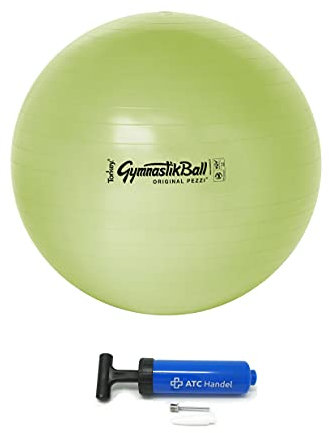 Original Pezzi Gymnastikball BioBased Ø 42, 53, 65 & 75cm in Lime oder Sand Farbe inkl. ATC Ballpumpe - bis 400 kg belastbar - Fitness, Reha, Therapie, Gymnastik, Aerobic und als Sitzball fürs Büro