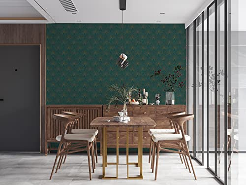 A.S. Création Selbstklebende Tapete Art Deco Petrol The Wallcover 385641 Vintage Gold 8,40x0,53m Made in Germany