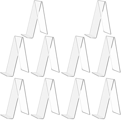 SWAWIS 10 Stück Acryl Buchstütze Buchständer Prospektständer Buchaufsteller Acrylaufsteller 15.5 x 11,5 x 5 cm Warenträger Warenstütze Schrägsteller Transparent