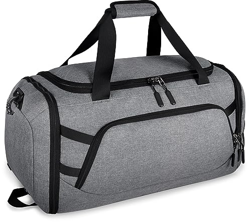 RAINSMORE Sporttasche Herren Reisetasche Groß 40L Weekender Damen mit Schuhfach Nassfach Wasserdicht Gym Bag Travel Bag Saunatasche Grau