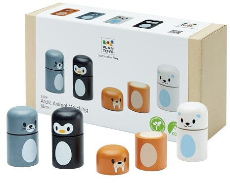 PlanToys Passende Tiere - Arktisches Tier-Matching - Motorikspielzeug Baby aus Holz - Formerkennung Sortierer Puzzle - nachhaltiges Holzspielzeug