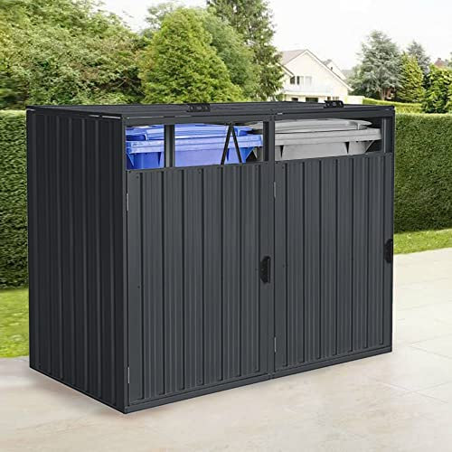 Home Deluxe - Cubo de Basura Cubo - Espacio para 2 Cubos de Basura de 240 litros, Color Antracita, Resistente a la Intemperie, Incluye Cerradura y Llave I Cubo de Basura para jardín