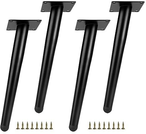 DBREAKS 4 Stück Möbelfüße Schräg Metall 35cm Schwarz No-Slip Kegel | No-Slip Kegel-Beine aus Metall, für Tische, Sofas, TV-Schränke, Stühle, als Ersatz-Schrankfüße