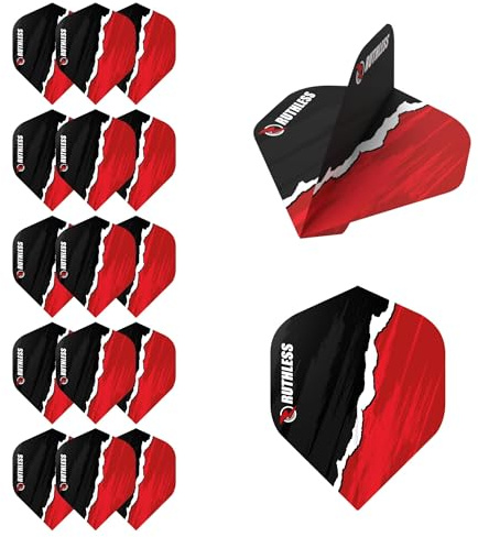 RUTHLESS Dart-Flights | Premium 100 Mikron Standard Nummer 2 Form Rip Torn Design, Rot, Weiß, Blau, Schwarz, mehrere Packungsgrößen
