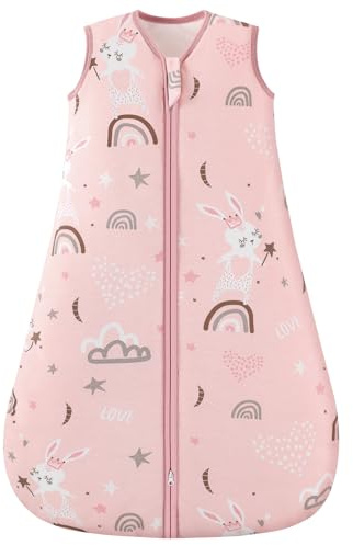 Looxii Baby Schlafsack Winter Baumwolle Winterschlafsack 2.5 TOG Schlafsäcke Warm Babyschlafsack Neugeborene für Herbst Winter Pink Kaninchen 18-24 Monate