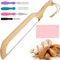 PandaHug Bread Slicer, Stainless Steel Bread Bow Saw For Slicing, Serrated Sourdough Bread Saw with Wooden Bow Design Handle Sourdough Cutter with 3 Spatula 1 Wiping Cloth for Home Baking